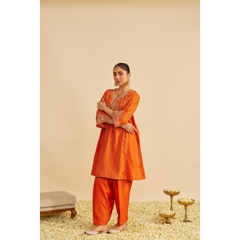 Sheetal Batra Kayra - Orange Short Gathered Chauga With Salwar And Dupatta