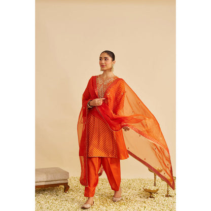 Sheetal Batra Kayra - Orange Short Gathered Chauga With Salwar And Dupatta