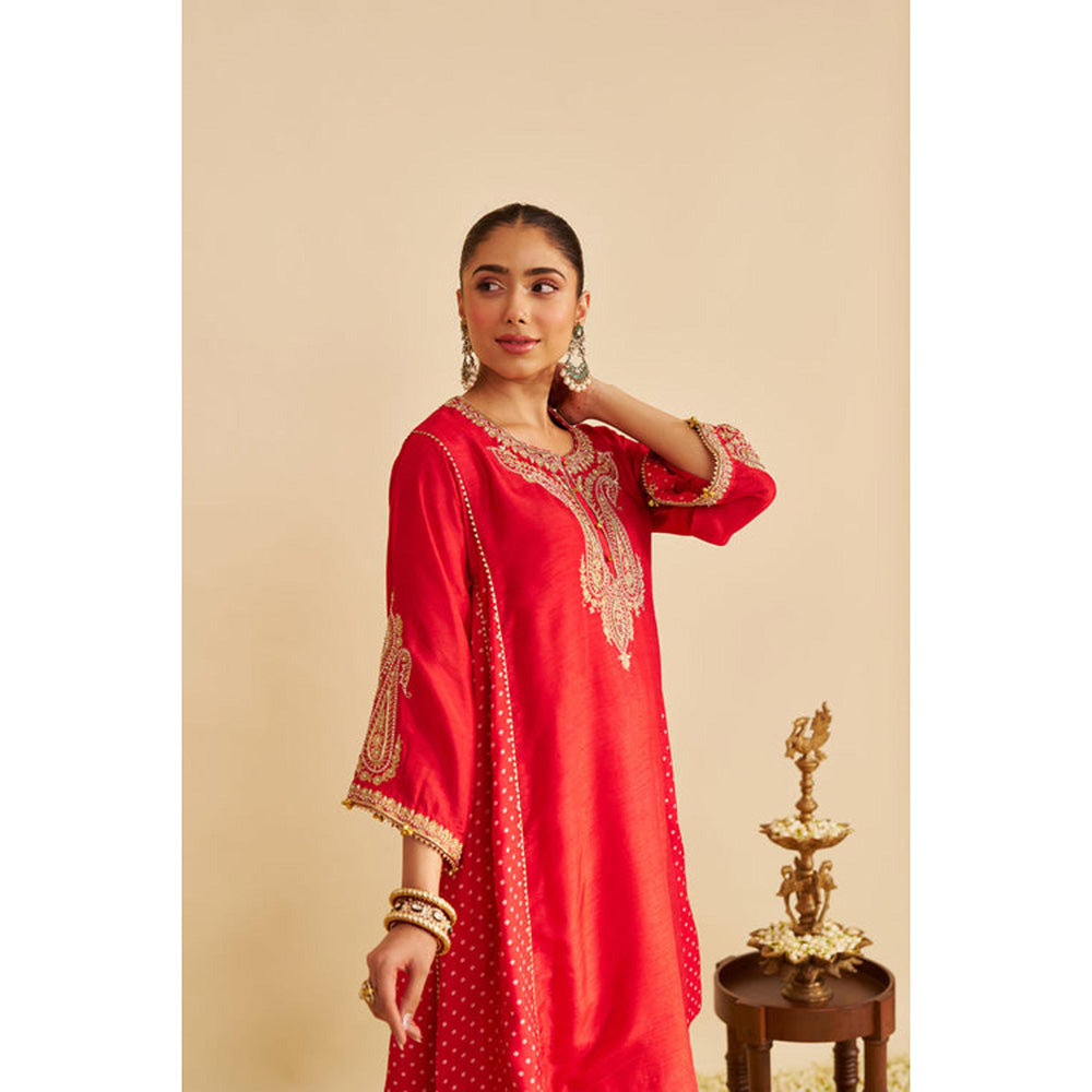 Sheetal Batra Jeriah - Red Short Chauga With Salwar And Dupatta