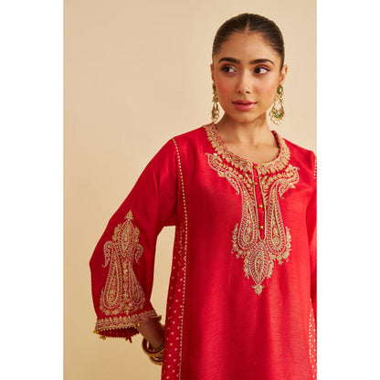 Sheetal Batra Jeriah - Red Short Chauga With Salwar And Dupatta