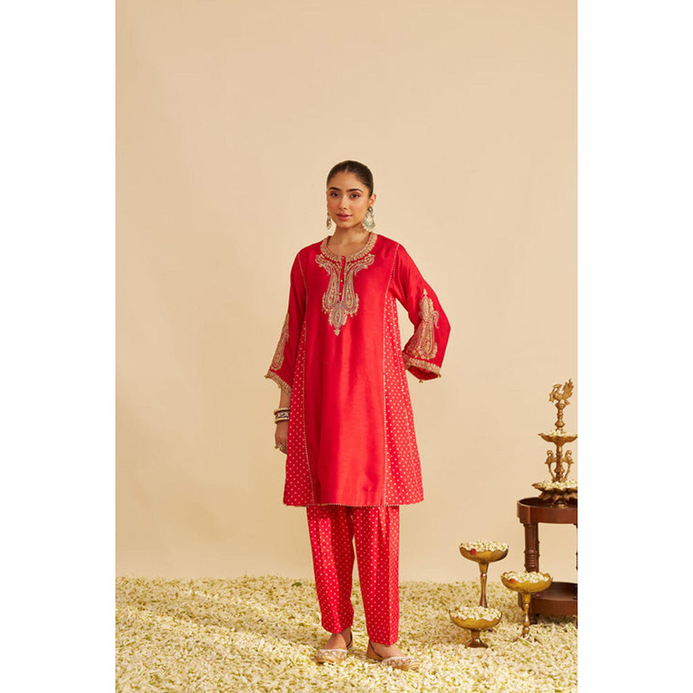 Sheetal Batra Jeriah - Red Short Chauga With Salwar