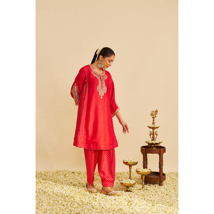 Sheetal Batra Jeriah - Red Short Chauga With Salwar