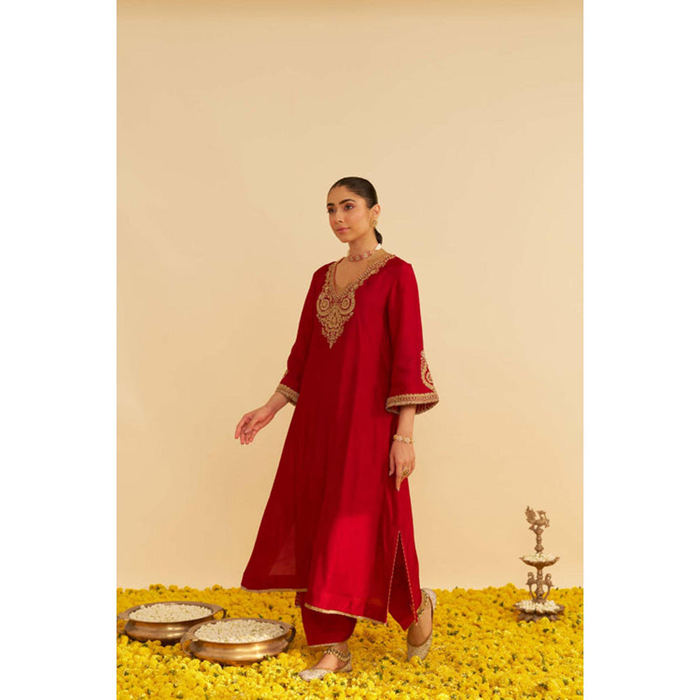 Sheetal Batra Haayat - Deep Red Long Kaftan With Salwar And Dupatta