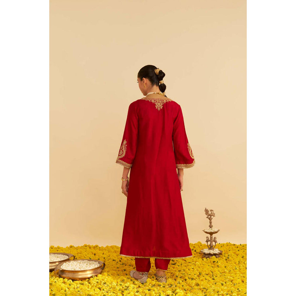 Sheetal Batra Haayat - Deep Red Long Kaftan With Salwar And Dupatta