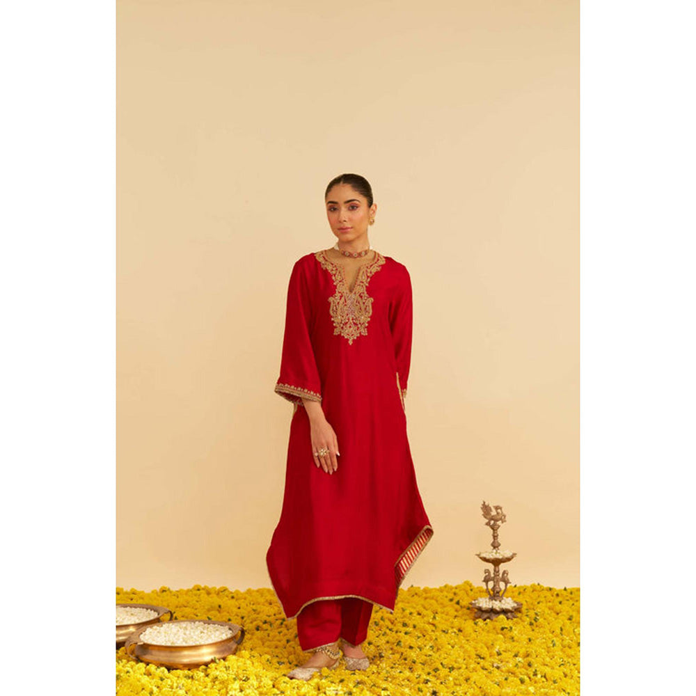 Sheetal Batra Amaya - Deep Red Long Kaftan With Salwar