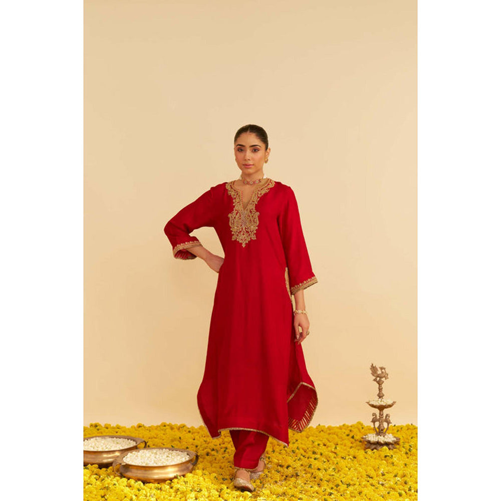 Sheetal Batra Amaya - Deep Red Long Kaftan With Salwar