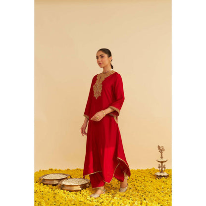 Sheetal Batra Amaya - Deep Red Long Kaftan With Salwar