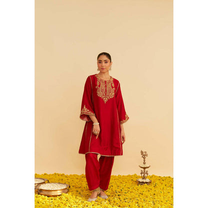 Sheetal Batra Ayra - Deep Red Short Chauga With Salwar