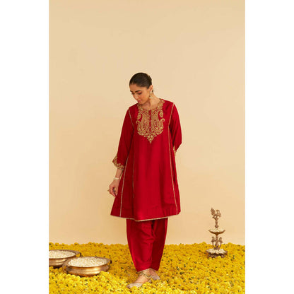 Sheetal Batra Ayra - Deep Red Short Chauga With Salwar