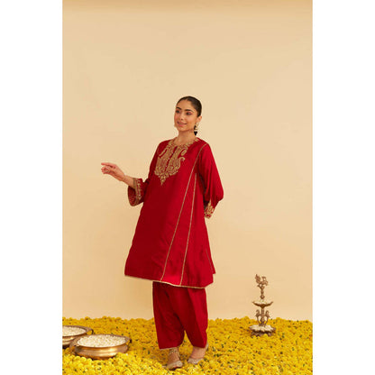 Sheetal Batra Ayra - Deep Red Short Chauga With Salwar