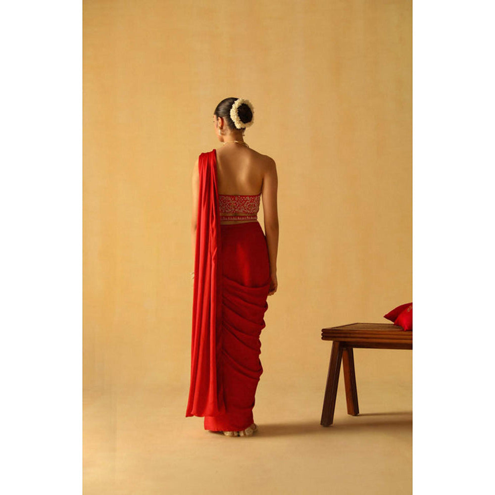 Sheetal Batra Rumaan Saree With Stitched Blouse And Belt