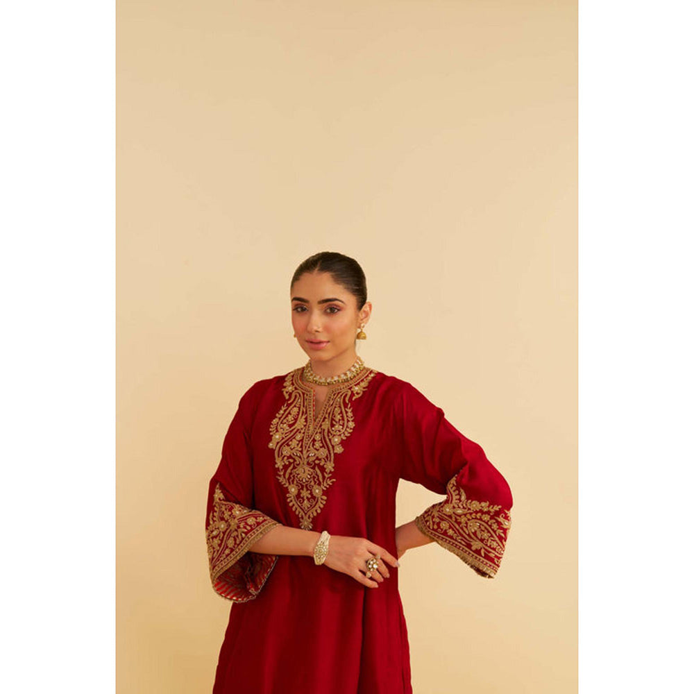 Sheetal Batra Marwa - Deep Red Short Chauga With Salwar And Dupatta (Lxrts)