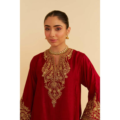 Sheetal Batra Marwa - Deep Red Short Chauga With Salwar And Dupatta (Lxrts)