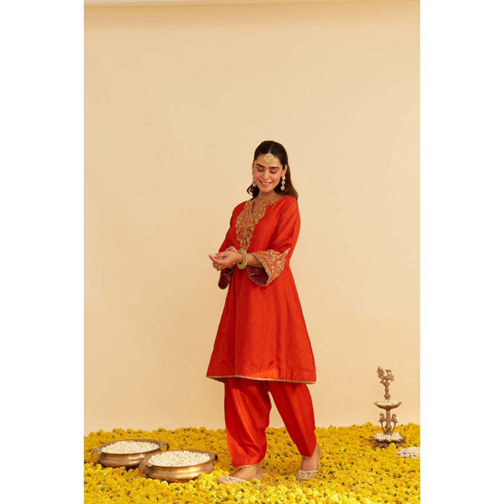 Sheetal Batra Marwa - Burnt Orange Short Chauga With Salwar And Dupatta