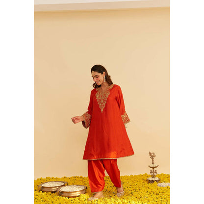Sheetal Batra Marwa - Burnt Orange Short Chauga With Salwar And Dupatta