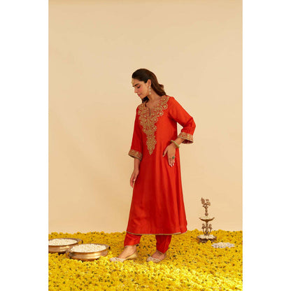 Sheetal Batra Hiba - Burnt Orange Long Kaftan With Salwar