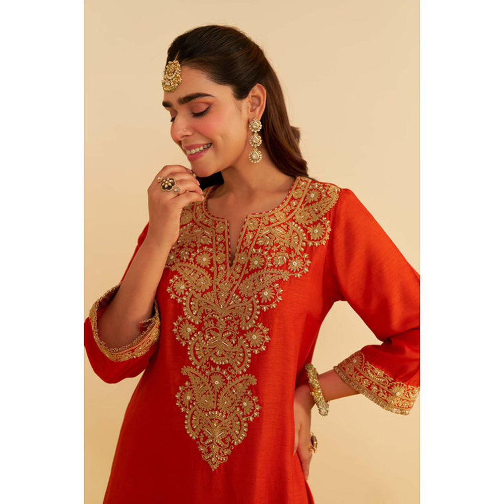 Sheetal Batra Hiba - Burnt Orange Long Kaftan With Salwar And Dupatta And Dupatta