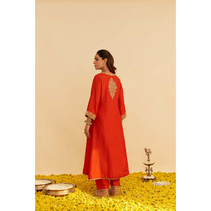 Sheetal Batra Hiba - Burnt Orange Long Kaftan With Salwar And Dupatta And Dupatta