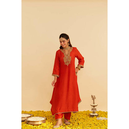 Sheetal Batra Amaya - Burnt Orange Long Kaftan With Salwar