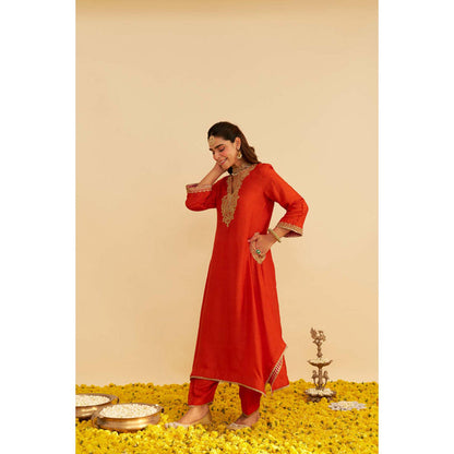 Sheetal Batra Amaya - Burnt Orange Long Kaftan With Salwar And Dupatta
