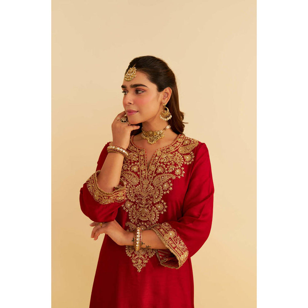 Sheetal Batra Hiba - Deep Red Long Kaftan With Salwar