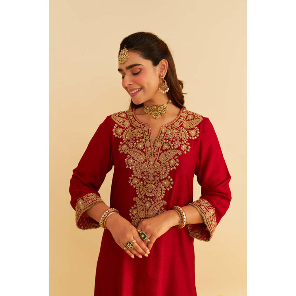 Sheetal Batra Hiba - Deep Red Long Kaftan With Salwar