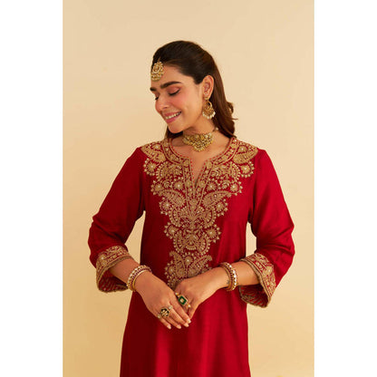 Sheetal Batra Hiba - Deep Red Long Kaftan With Salwar