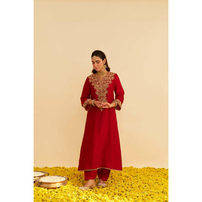 Sheetal Batra Hiba - Deep Red Long Kaftan With Salwar