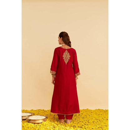 Sheetal Batra Hiba - Deep Red Long Kaftan With Salwar