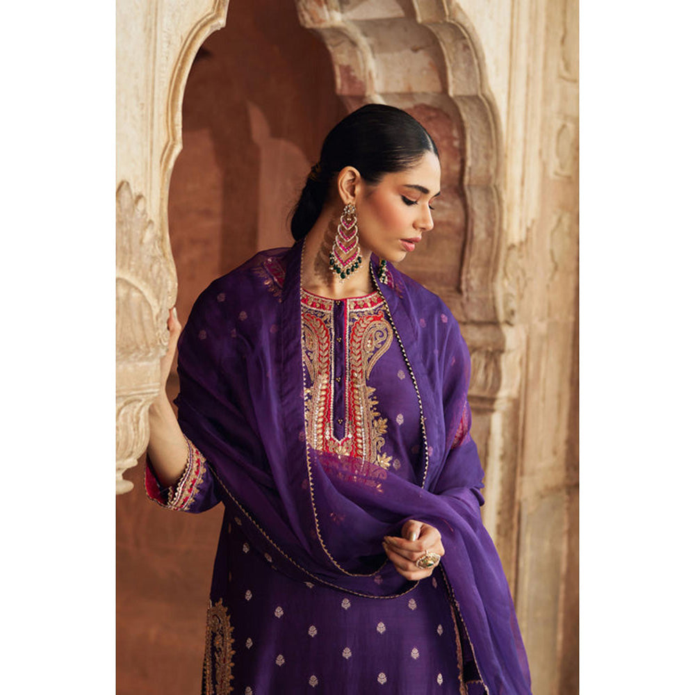 Sheetal Batra Fahmida - Deep Purple Short Kurta With Tulip Pant