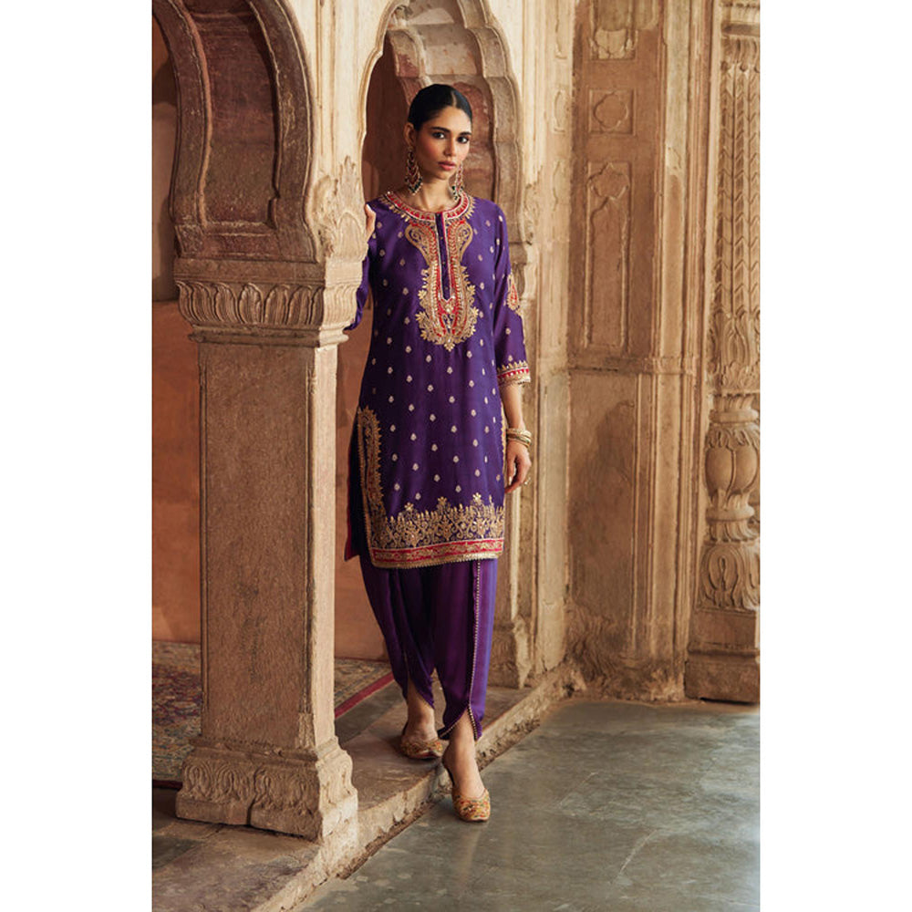 Sheetal Batra Fahmida - Deep Purple Short Kurta With Tulip Pant