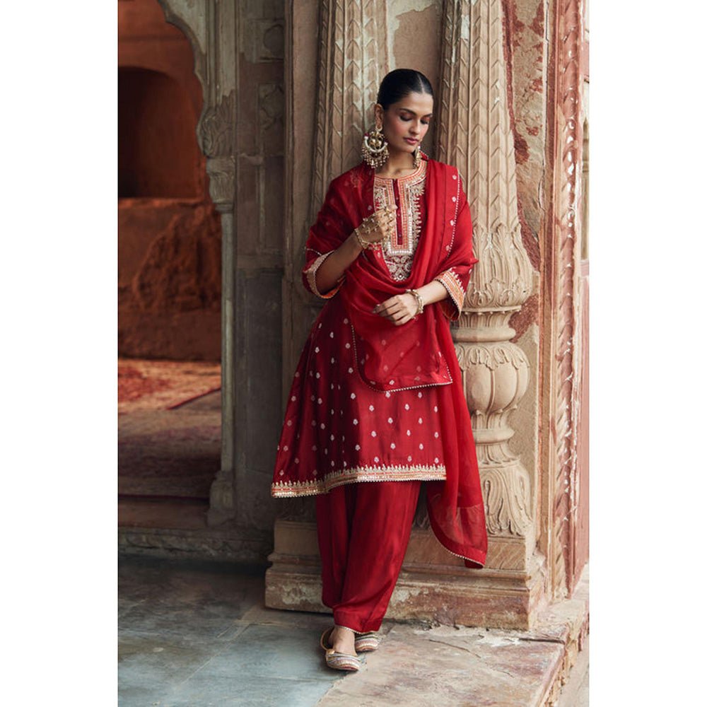 Sheetal Batra Inaayat - Deep Red Chauga With Salwar