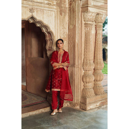 Sheetal Batra Inaayat - Deep Red Chauga With Salwar And Dupatta