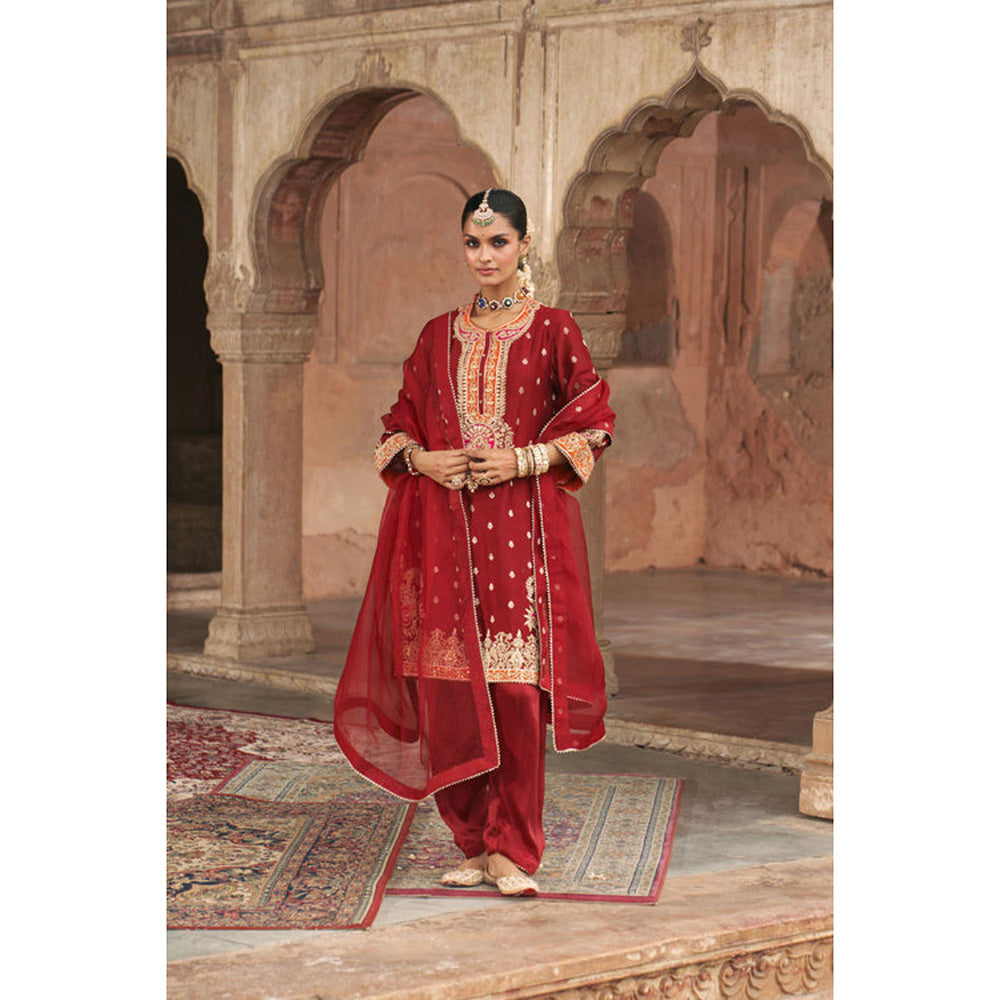 Sheetal Batra Anila - Deep Red Short Kurta With Salwar