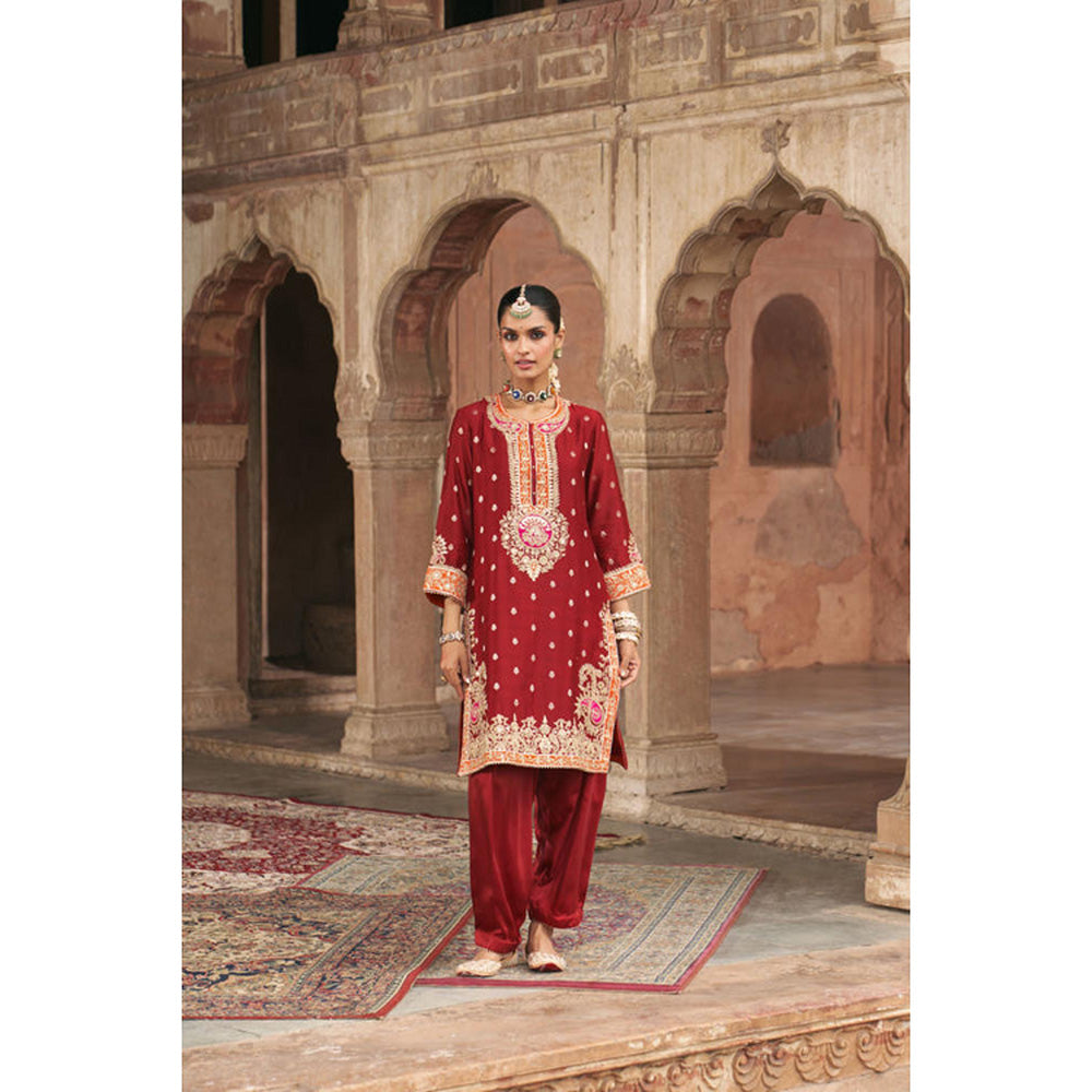 Sheetal Batra Anila - Deep Red Short Kurta With Salwar