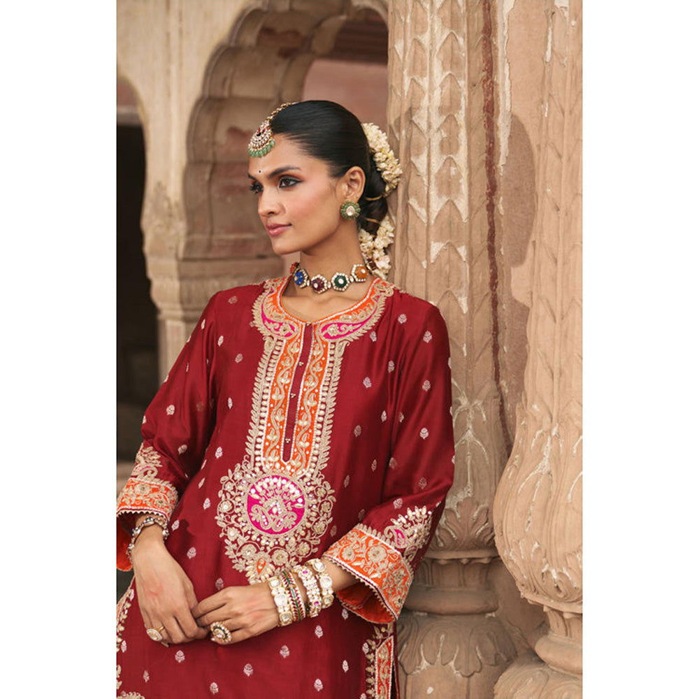 Sheetal Batra Anila - Deep Red Short Kurta With Salwar And Dupatta