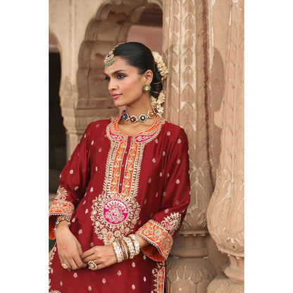 Sheetal Batra Anila - Deep Red Short Kurta With Salwar And Dupatta
