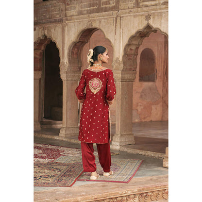 Sheetal Batra Anila - Deep Red Short Kurta With Salwar And Dupatta