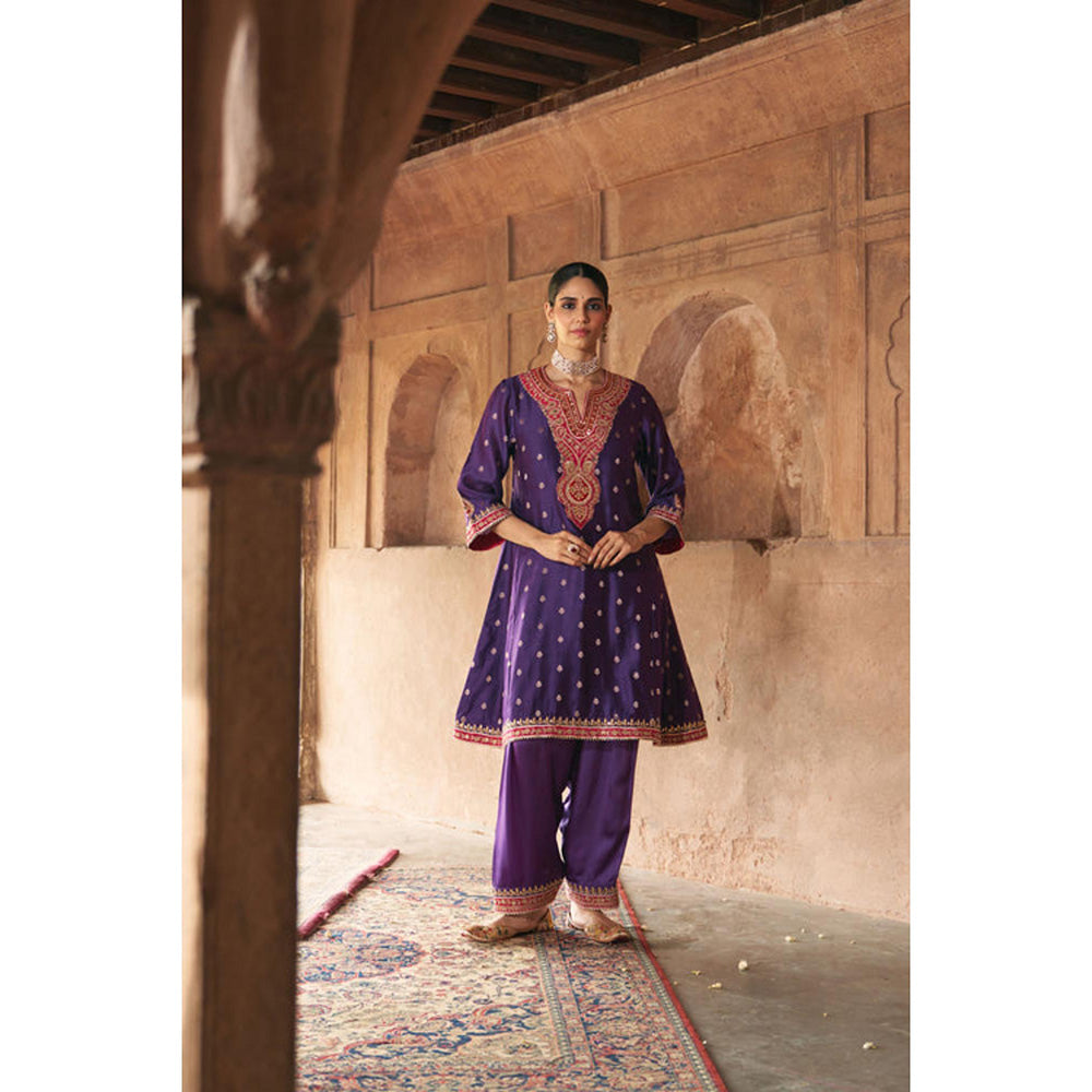Sheetal Batra Hafsa - Deep Purple Chauga With Salwar And Dupatta