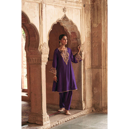 Sheetal Batra Marwa - Deep Purple Short Chauga With Salwar And Dupatta