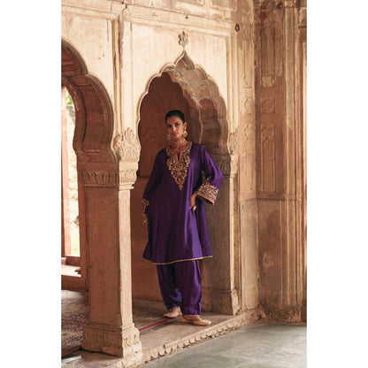 Sheetal Batra Marwa - Deep Purple Short Chauga With Salwar And Dupatta