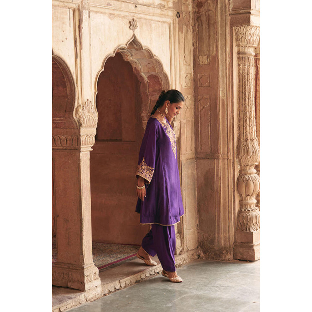 Sheetal Batra Marwa - Deep Purple Short Chauga With Salwar And Dupatta