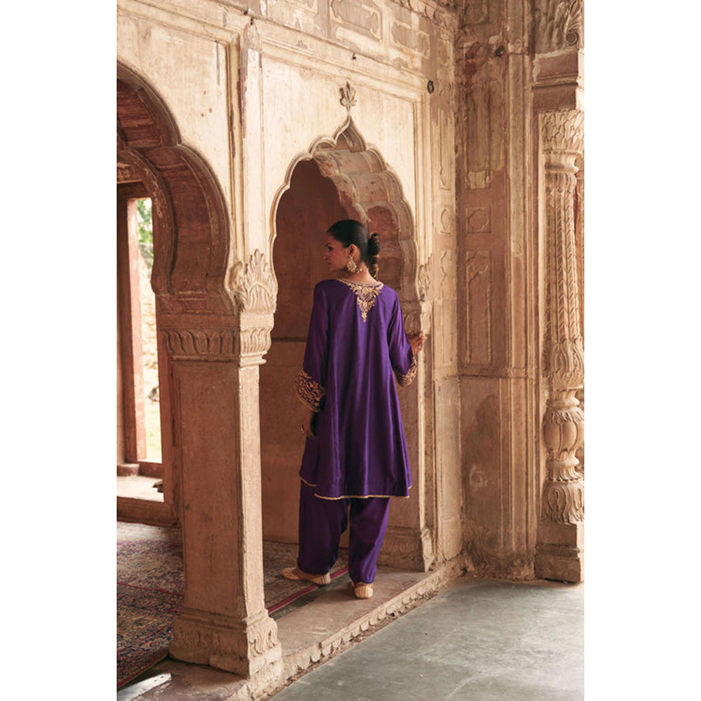 Sheetal Batra Marwa - Deep Purple Short Chauga With Salwar And Dupatta