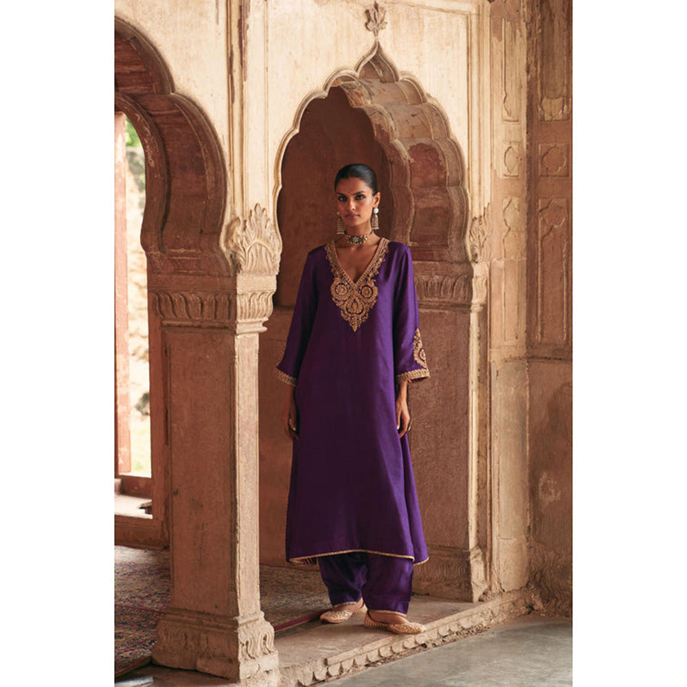 Sheetal Batra Haayat - Deep Purple Long Kaftan With Salwar