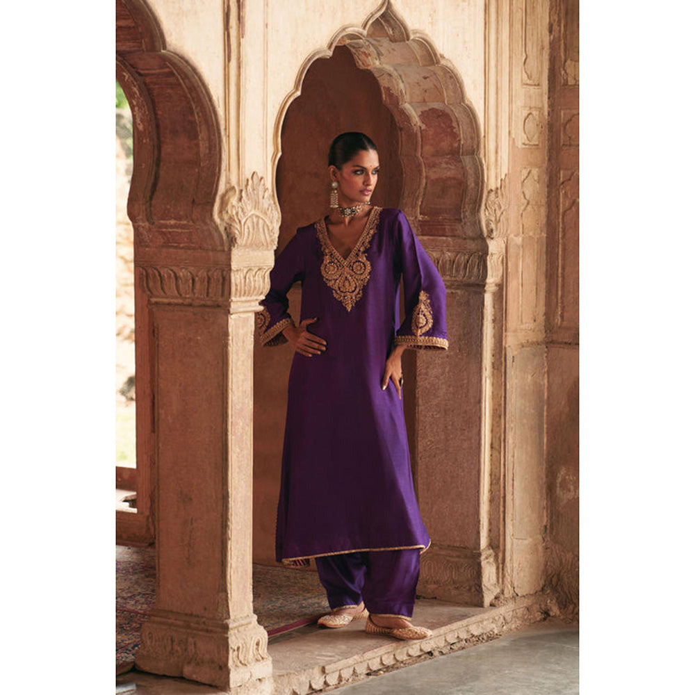 Sheetal Batra Haayat - Deep Purple Long Kaftan With Salwar
