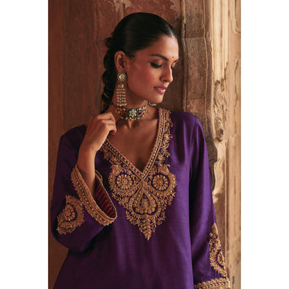 Sheetal Batra Haayat - Deep Purple Long Kaftan With Salwar