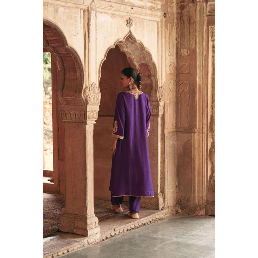 Sheetal Batra Haayat - Deep Purple Long Kaftan With Salwar