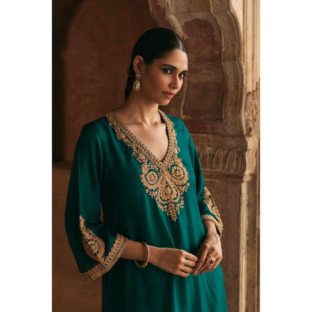 Sheetal Batra Haayat - Emerald Green Long Kaftan With Salwar