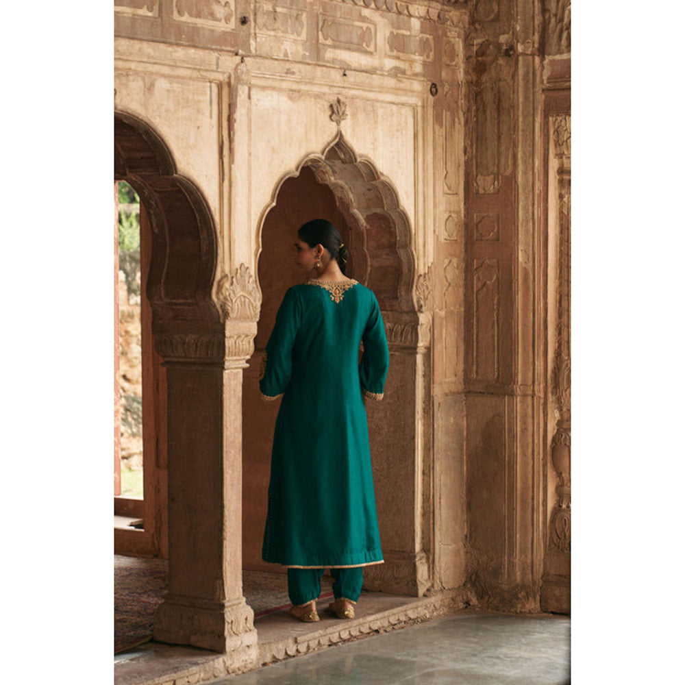 Sheetal Batra Haayat - Emerald Green Long Kaftan With Salwar