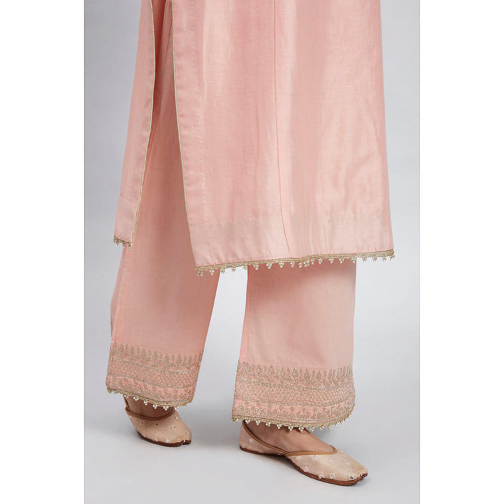 Sheetal Batra Aadah- Carnation Pink Princess-Cut Long Kurta With Palazzo